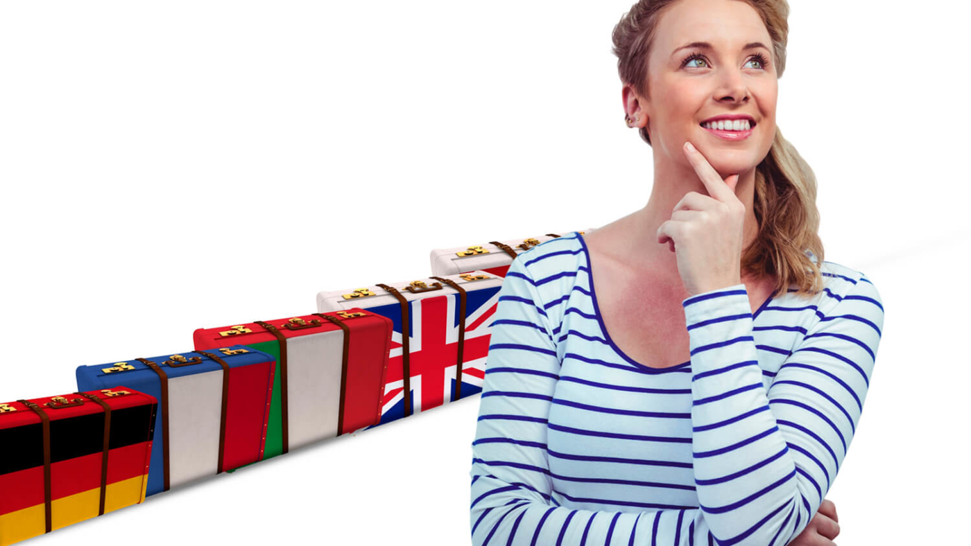 Kobieta dostrzegająca korzyści zagranicznego kursu językowego